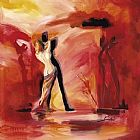 Red Canvas Paintings - Romance in Red II